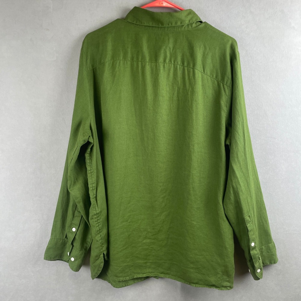 Banana Republic Womens XL Green 100% Linen LS Perfect Shirt Button Down Earthy - Picture 2 of 8